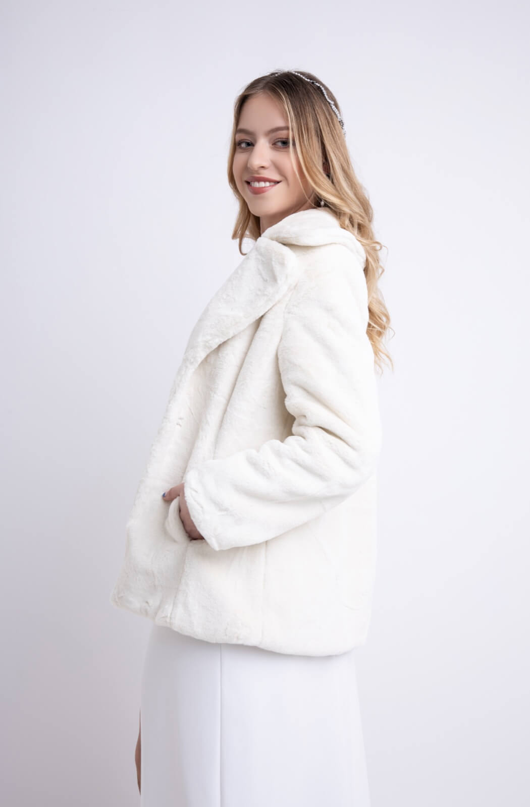 Chaqueta piel marfil