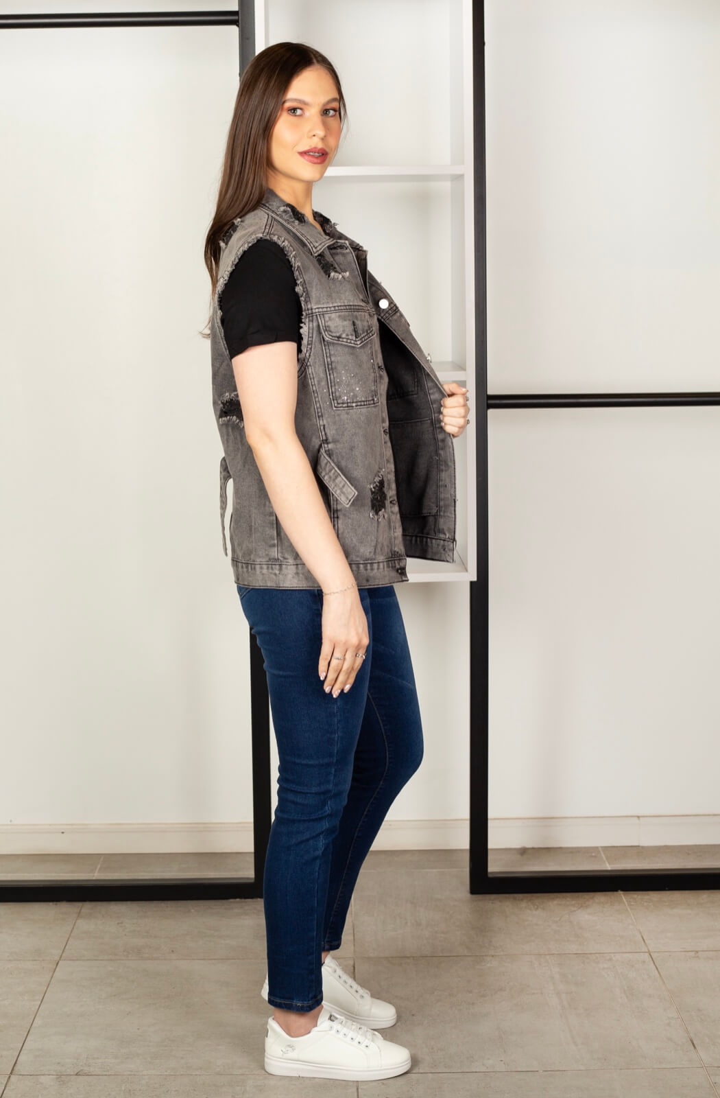 Chaqueta denim gris