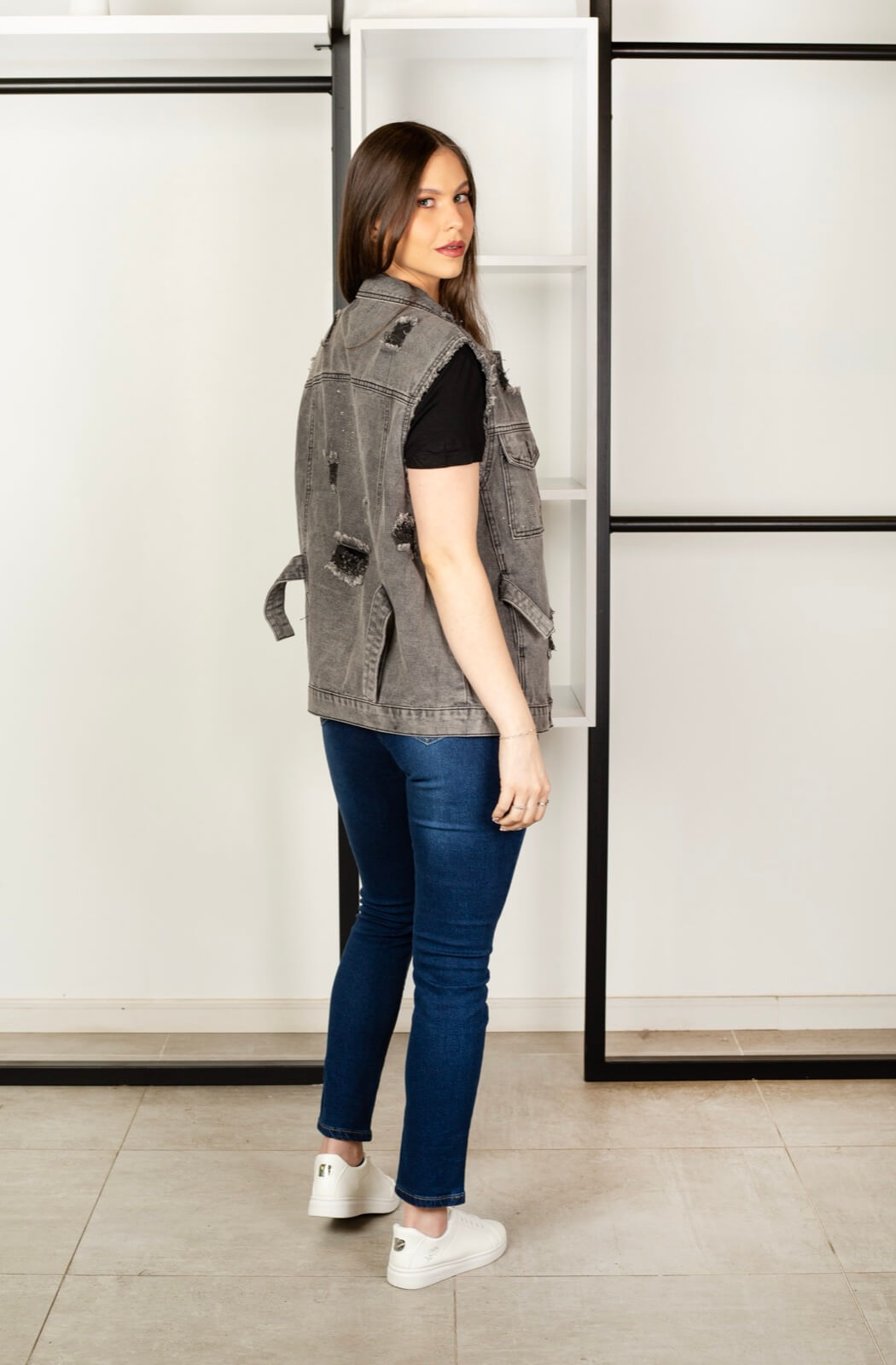 Chaqueta denim gris